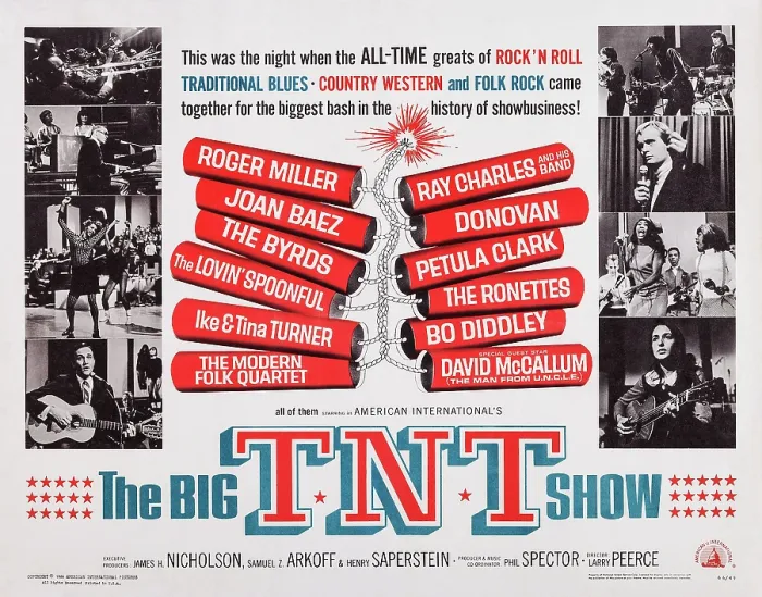 Framed Print : THE BIG T.N.T. SHOW, US lobbycard, left, second inset: Ray Charles; left, bottom inset: Roger Miller; right, from top: the Lovin Spoonful, David McCallum