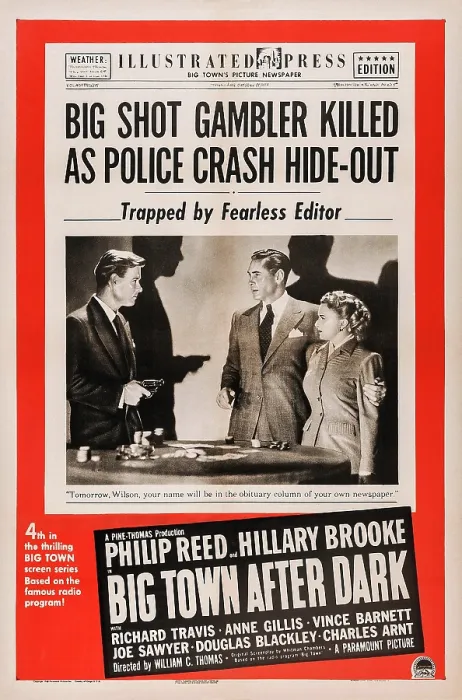 Framed Print : BIG TOWN AFTER DARK, US poster, from left: Richard Travis, Phillip Reed, Hillary Brooke, 1947