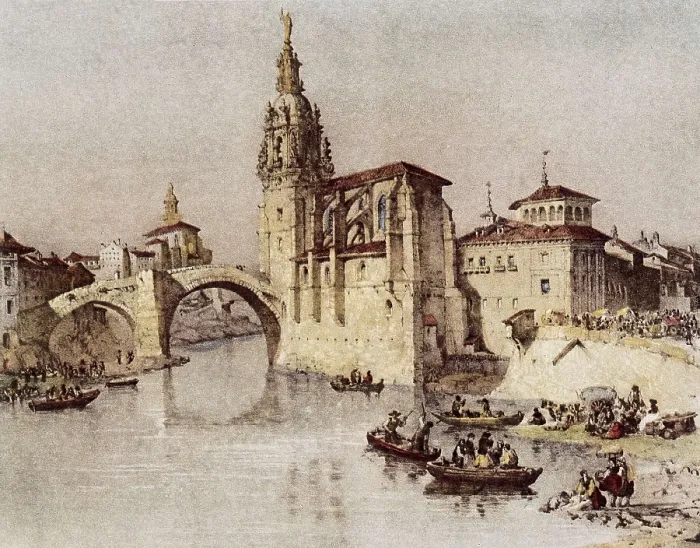 Framed Print : Bilbao (19th c.). Nervin river and church of San Antonio Abad. Litography. SPAIN. Madrid. Romantic Museum. AISA / Everett Collection**US SALES ONLY** Framed Print : Bilbao (19th c.). Nervin river and church of San Antonio Abad. Litography. SPAIN. Madrid. Romantic Museum. AISA / Everett Collection**US SALES ONLY**