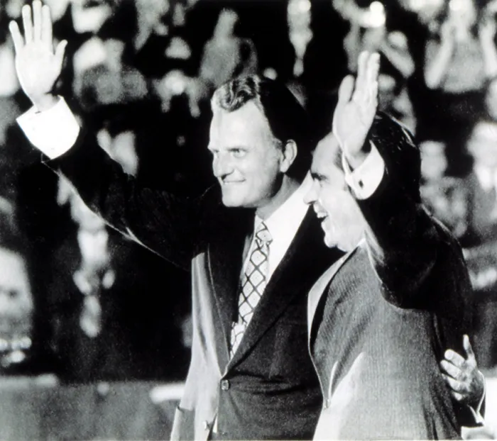 Framed Print : Billy Graham & President Richard M. Nixon in Charlotte, NC after Graham's sermon. 10 / 15 / 71. Courtesy: CSU Archives  /  Everett Collection