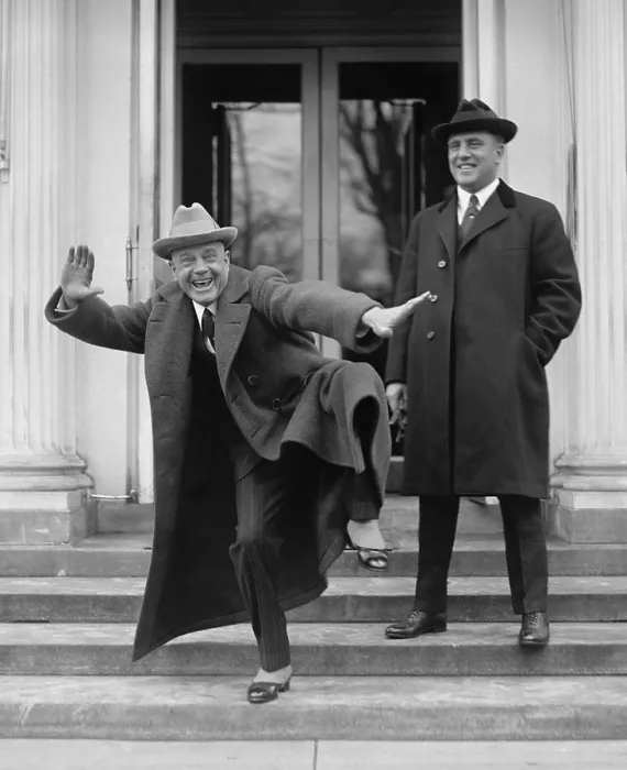 Framed Print : Billy Sunday strikes a gyrating pose for a news photographer at the White House, Feb. 20, 1922 (BSLOC_2016_8_119)
