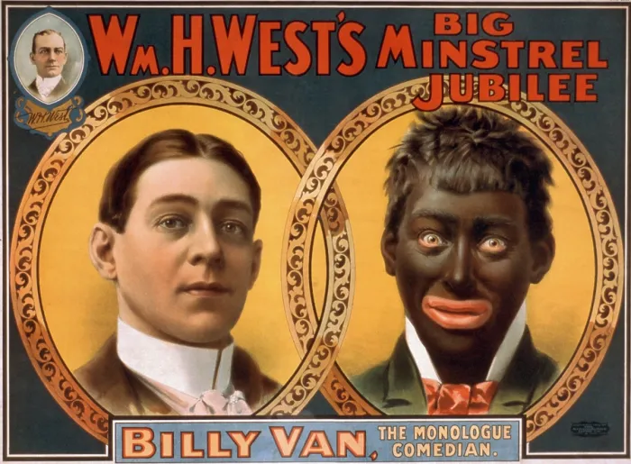 Framed Print : Billy Van, the monologue comedian, transformed by blackface makeup Framed Print : Billy Van, the monologue comedian, transformed by blackface makeup