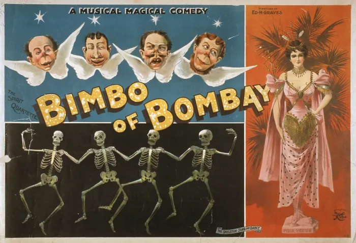 Framed Print : Bimbo of Bombay, advertisement for a magic and music show, circa 1897