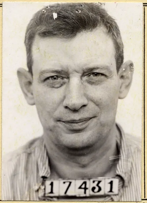 Framed Print : The Birdman of Alcatraz. Mugshot of Robert Stroud from his Leavenworth Penitentiary file record card. ca. 1940-1942