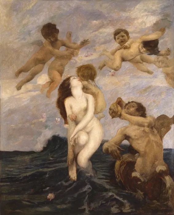 Framed Print : Birth of Venus, by Ettore Tito, 1903, 20th Century, oil on canvas - Italy, Veneto, Venice, Ca Pesaro, International Gallery of Modern Art. Whole artwork view Framed Print : Birth of Venus, by Ettore Tito, 1903, 20th Century, oil on canvas - Italy, Veneto, Venice, Ca Pesaro, International Gallery of Modern Art. Whole artwork view