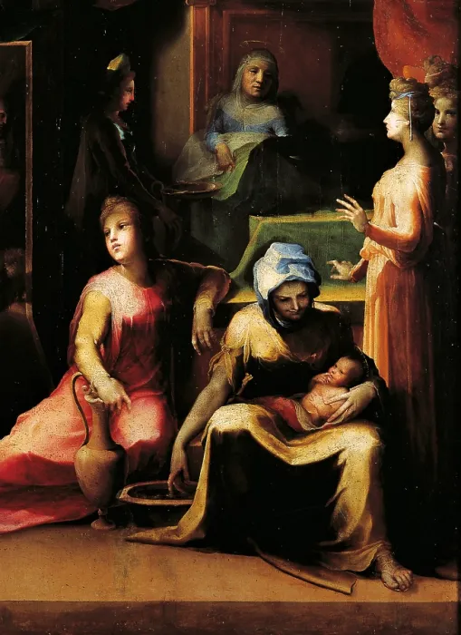 Framed Print : Birth of the Virgin Mary, by Domenico di Giacomo di Pace known as Beccafumi Domenico, 1530, 16th Century, oil on panel, cm 225 x 145 - Italy, Tuscany, Siena, National Art Gallery Framed Print : Birth of the Virgin Mary, by Domenico di Giacomo di Pace known as Beccafumi Domenico, 1530, 16th Century, oil on panel, cm 225 x 145 - Italy, Tuscany, Siena, National Art Gallery