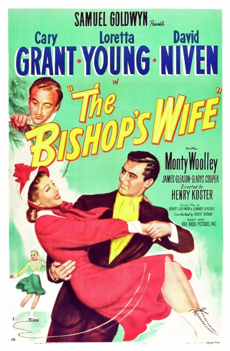Framed Print : THE BISHOP'S WIFE, from top left: David Niven, Loretta Young, Cary Grant on poster art, 1947 Framed Print : THE BISHOP'S WIFE, from top left: David Niven, Loretta Young, Cary Grant on poster art, 1947
