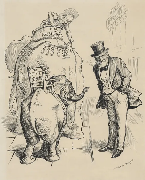 Framed Print : TOO BL--KTY SMALL FOR UNCLE JOE, 1904 cartoon about Cannon's rebuff of the Vice Presidency