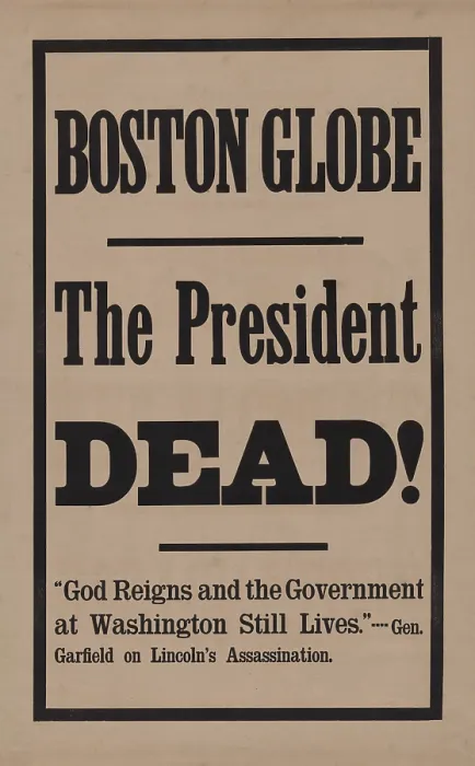 Framed Print : Black bordered broadside of the Boston Globe announces, THE PRESIDENT IS DEAD