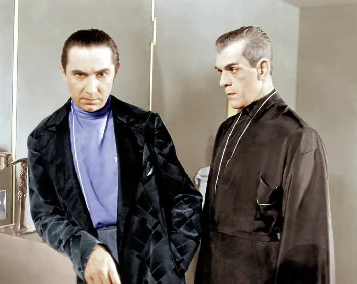 Framed Print : THE BLACK CAT, from left: Bela Lugosi, Boris Karloff, 1934