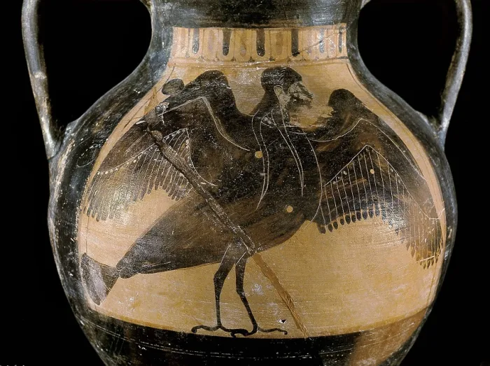 Framed Print : Black-figure amphora. 5th c. BC. Depiction of a harpy. Classical Greek art. Ceramics. AISA / Everett Collection**US SALES ONLY** Framed Print : Black-figure amphora. 5th c. BC. Depiction of a harpy. Classical Greek art. Ceramics. AISA / Everett Collection**US SALES ONLY**