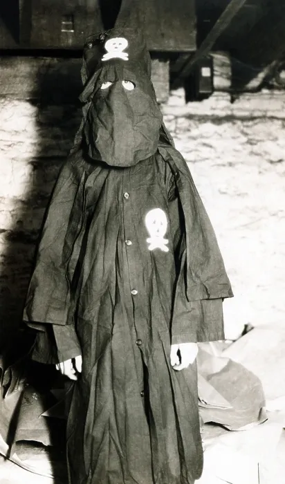 Framed Print : Black Legion member in his night rider robes. They splintered from the Ku Klux Klan and were led by William Shepard in Ohio