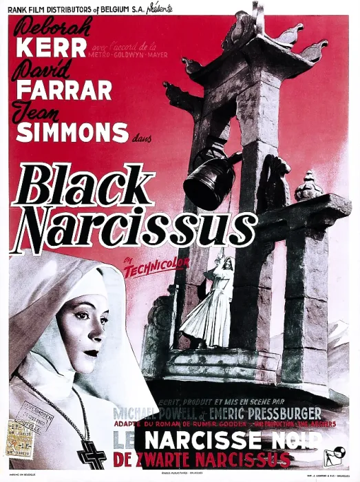 Framed Print : BLACK NARCISSUS, (aka LE NARCISSE NOIR), Belgian poster, Deborah Kerr, 1947