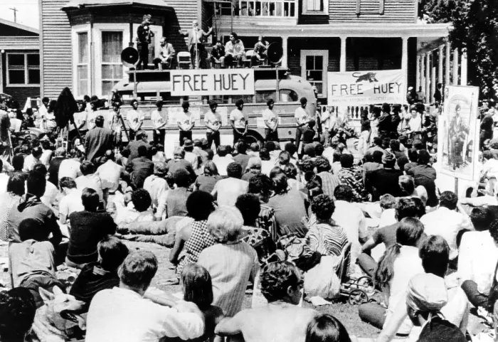 Framed Print : Black Panthers, supporters of Huey Newton demonstrate against Newton's trial, Oakland, CA. 07-13-1968.. Courtesy: CSU Archives  /  Everett Collection