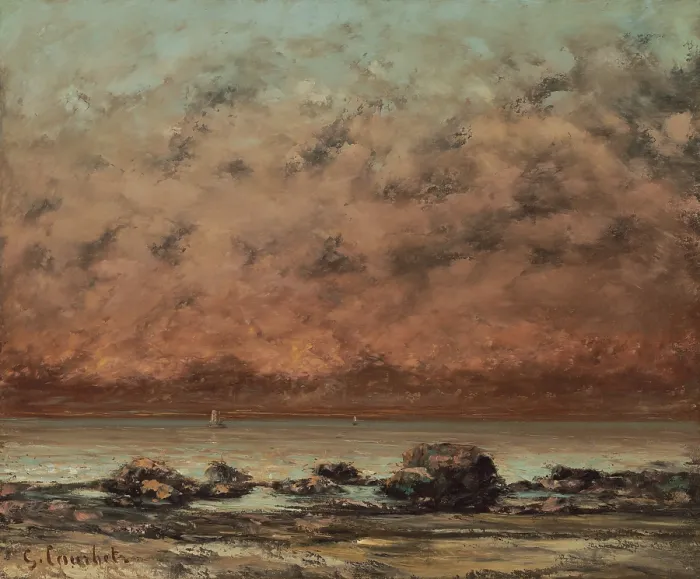 Framed Print : The Black Rocks at Trouville, by Gustave Courbet, 1865-66, painting, oil on canvas Framed Print : The Black Rocks at Trouville, by Gustave Courbet, 1865-66, painting, oil on canvas