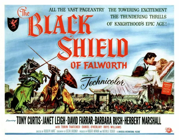 Framed Print : THE BLACK SHIELD OF FALWORTH, Tony Curtis, Janet Leigh, 1954, poster art