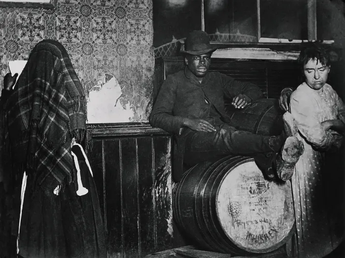 Framed Print : A BLACK AND TAN DIVE IN AFRICA, by Jacob Riis, c. 1889