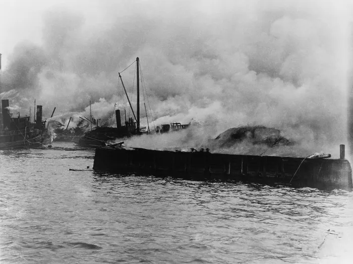 Framed Print : Black Tom Island port facilities in Jersey City were destroyed in a massive explosion on July 30 1916