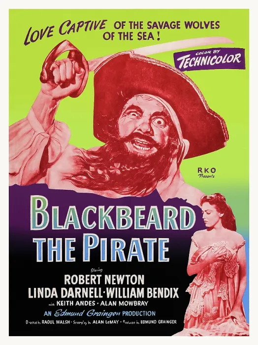 Framed Print : BLACKBEARD THE PIRATE, US poster art, top: Robert Newton; bottom right: Linda Darnell, 1952