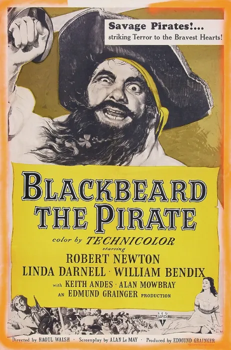 Framed Print : BLACKBEARD THE PIRATE, US poster, Robert Newton (top), William Bendix (bottom left), Linda Darnell (bottom right), 1952 Framed Print : BLACKBEARD THE PIRATE, US poster, Robert Newton (top), William Bendix (bottom left), Linda Darnell (bottom right), 1952