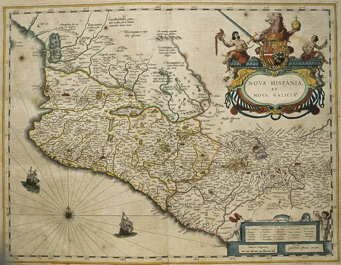 Framed Print : BLAEU, Willem Janszoon (1571-1638); BLAEU, Jan (1596-1673). Atlas Novus or Atlas Maior. 1635 - 1665. Nova Hispania et Nova Galicia. Map of the viceroyalty of Spain and New Mexico