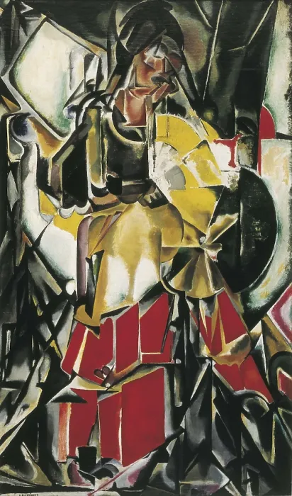 Framed Print : BLANCHARD, Mara Gutirrez-Cueto (1881-1932). Woman with a Fan. 1916. Cubism. Oil on canvas. SPAIN. Madrid. Reina Sofia Art Centre National Museum