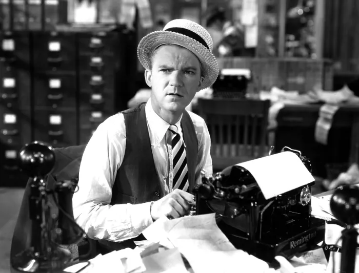 Framed Print : BLESSED EVENT, Lee Tracy, 1932, in a newspaper office