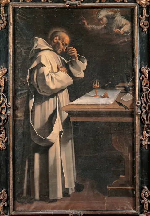 Framed Print : Blessed Stefano Maconi or Blessed Pietro Petroni, by Rutilio Manetti, 17th Century, oil on canvas, cm 192 x 116 - Italy, Tuscany, Florence, Charterhouse, Coro dei Conversi