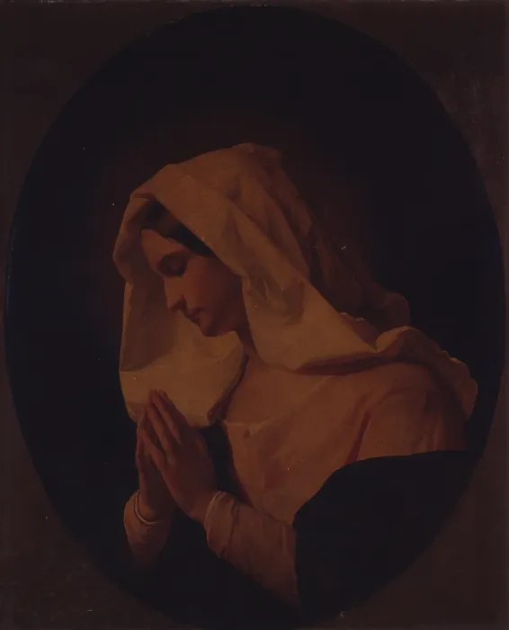 Framed Print : A Blessed Virgin praying, by Giuseppe Molteni, 19th century, oil on canvas. - Italy, Lombardy, Milan, Brera Collection. Whole artwork view Framed Print : A Blessed Virgin praying, by Giuseppe Molteni, 19th century, oil on canvas. - Italy, Lombardy, Milan, Brera Collection. Whole artwork view