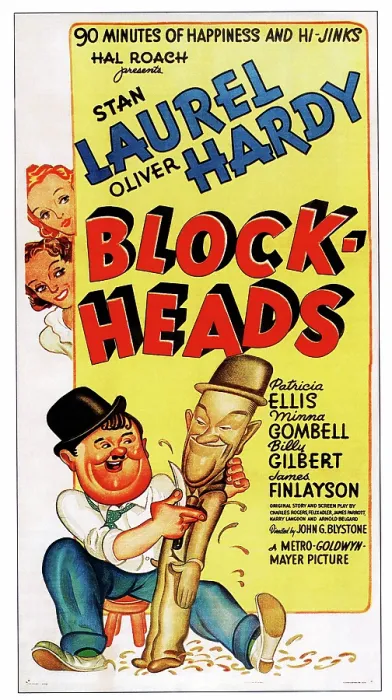 Framed Print : BLOCK-HEADS, bottom from left: Oliver Hardy, Stan Laurel, 1938