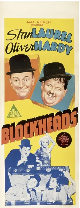 Framed Print : BLOCK-HEADS, top from left: Stan Laurel, Oliver Hardy, bottom clockwise from left: Oliver Hardy, Patricia Ellis, Stan Laurel on Australian daybill, 1938