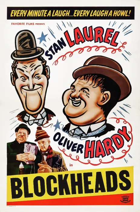 Framed Print : BLOCK-HEADS, US poster, top from left: Stan Laurel, Oliver Hardy, bottom from left: Oliver Hardy, Stan Laurel, 1938