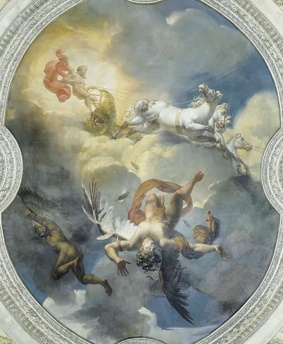 Framed Print : BLONDEL, Merry Joseph (1781-1853). The Sun of the Fall of Icarus. 1819. Soffit situated on the roof of the 'Rotunda of Apollo' of the Louvre. Fresco. FRANCE. Paris Framed Print : BLONDEL, Merry Joseph (1781-1853). The Sun of the Fall of Icarus. 1819. Soffit situated on the roof of the 'Rotunda of Apollo' of the Louvre. Fresco. FRANCE. Paris