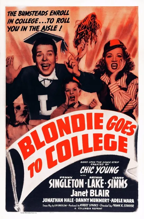 Framed Print : BLONDIE GOES TO COLLEGE, US poster art, from left: Arthur Lake, Larry Simms, Penny Singleton, 1942