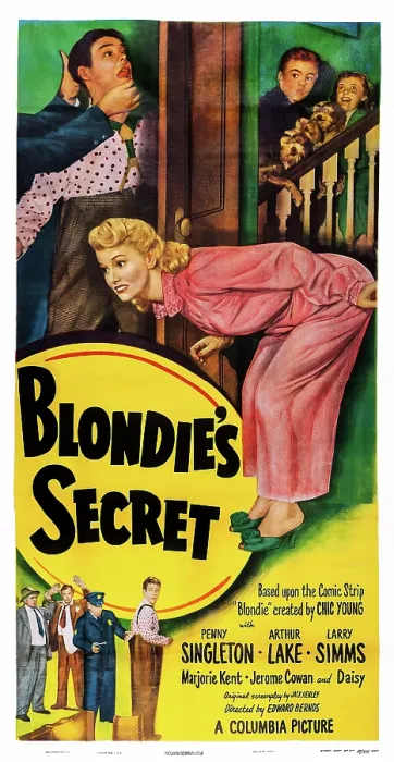 Framed Print : BLONDIE'S SECRET, US poster, top from left: Arthur Lake, Penny Singleton, Larry Simms, Marjorie Ann Mitchie, 1948 Framed Print : BLONDIE'S SECRET, US poster, top from left: Arthur Lake, Penny Singleton, Larry Simms, Marjorie Ann Mitchie, 1948