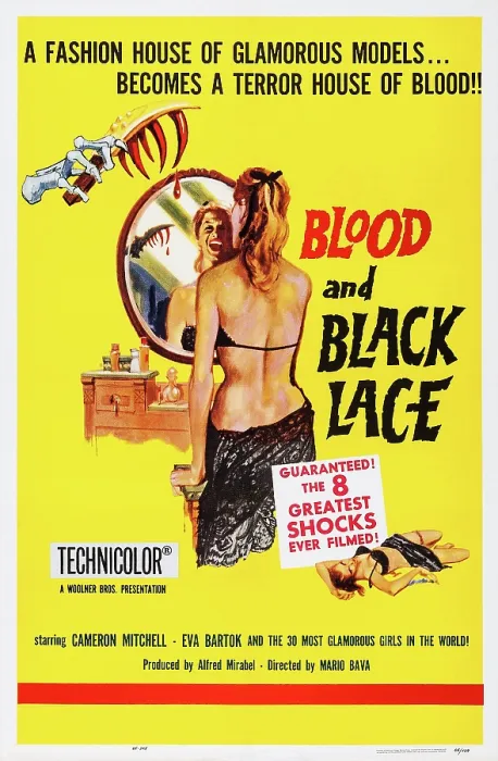 Framed Print : BLOOD AND BLACK LACE, (aka SEI DONNE PER L'ASSASSINO), US poster art, 1964