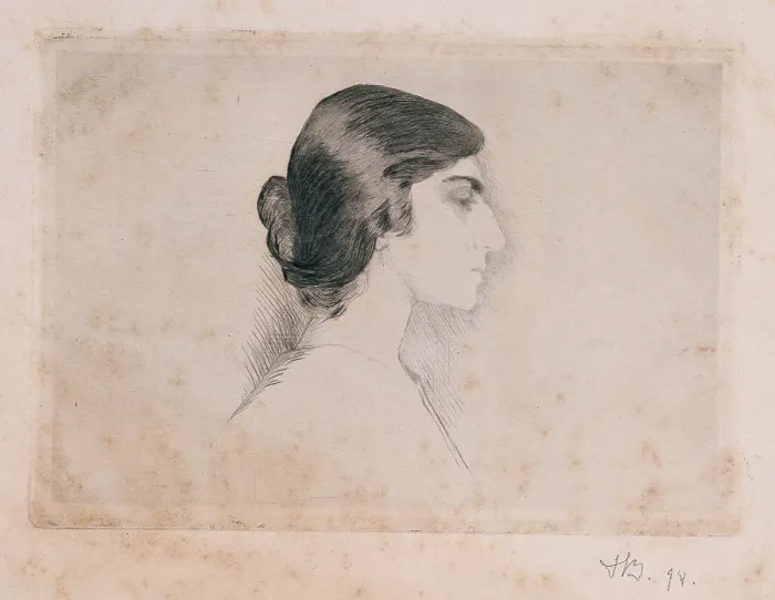 Framed Print : Blood Florence, Self-portrait, 1898, 19th Century, pencil and charcoal on paper, Italy, Private collection (390617) Everett CollectionMondadori Portfolio**US SALES ONLY**