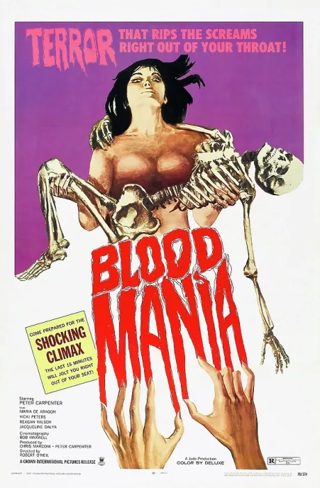 Framed Print : BLOOD MANIA, US poster art, 1970