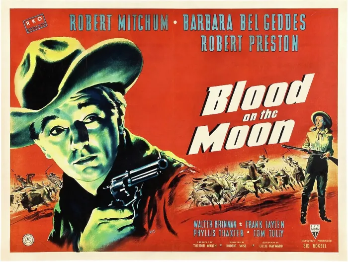 Framed Print : BLOOD ON THE MOON, from left: Robert Mitchum, Barbara Bel Geddes, 1948