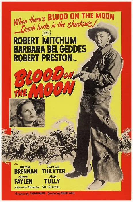 Framed Print : BLOOD ON THE MOON, US poster art, from left: Barbara Bel Geddes, Robert Mitchum, 1948 Framed Print : BLOOD ON THE MOON, US poster art, from left: Barbara Bel Geddes, Robert Mitchum, 1948