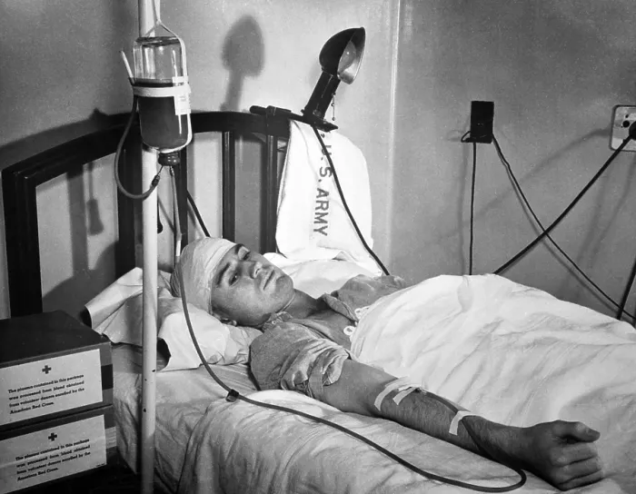 Framed Print : Blood Transfusion. First Lieutenant Landis D