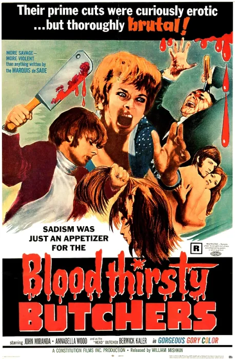 Framed Print : BLOODTHIRSTY BUTCHERS, (aka THE HEADLESS EYES), US poster art, 1970 (US release, 1971)