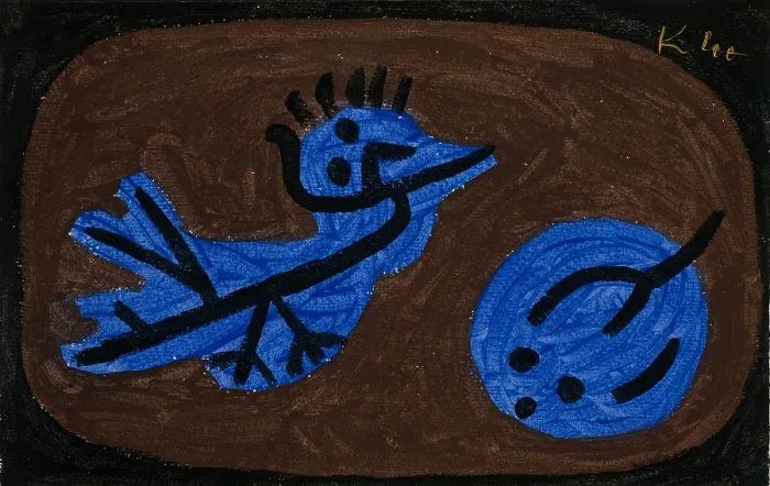 Framed Print : BLUE-BIRD-PUMPKIN, by Paul Klee, 1939, Swiss drawing, gouache on paper