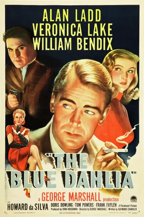 Framed Print : THE BLUE DAHLIA, from left: William Bendix, Doris Dowling, Alan Ladd, Veronica Lake, 1946, poster art