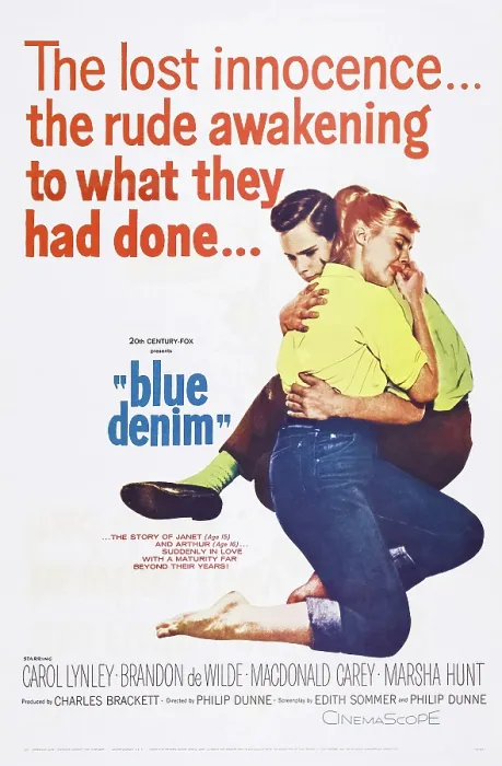 Framed Print : BLUE DENIM, US poster, from left: Brandon De Wilde, Carol Lynley, 1959, TM & Copyright 20th Century Fox Film Corp. / courtesy Everett Collection Framed Print : BLUE DENIM, US poster, from left: Brandon De Wilde, Carol Lynley, 1959, TM & Copyright 20th Century Fox Film Corp. / courtesy Everett Collection