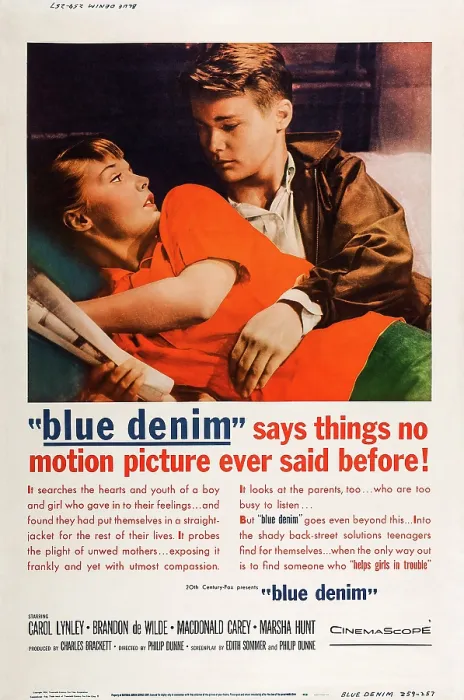 Framed Print : BLUE DENIM, US poster, from left: Carol Lynley, Brandon De Wilde, 1959, TM & Copyright 20th Century Fox Film Corp. / courtesy Everett Collection