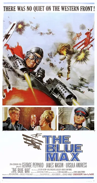 Framed Print : THE BLUE MAX, US poster, top: George Peppard, bottom from left: George Peppard, Ursula Andress, 1966. TM and Copyright 20th Century Fox Film Corp Framed Print : THE BLUE MAX, US poster, top: George Peppard, bottom from left: George Peppard, Ursula Andress, 1966. TM and Copyright 20th Century Fox Film Corp