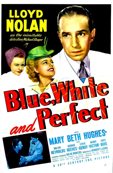 Framed Print : BLUE, WHITE AND PERFECT, US poster, top from left: Helene Reynolds, Mary Beth Hughes, Lloyd Nolan, bottom inset: Lloyd Nolan, George Reeves, 1942 Framed Print : BLUE, WHITE AND PERFECT, US poster, top from left: Helene Reynolds, Mary Beth Hughes, Lloyd Nolan, bottom inset: Lloyd Nolan, George Reeves, 1942