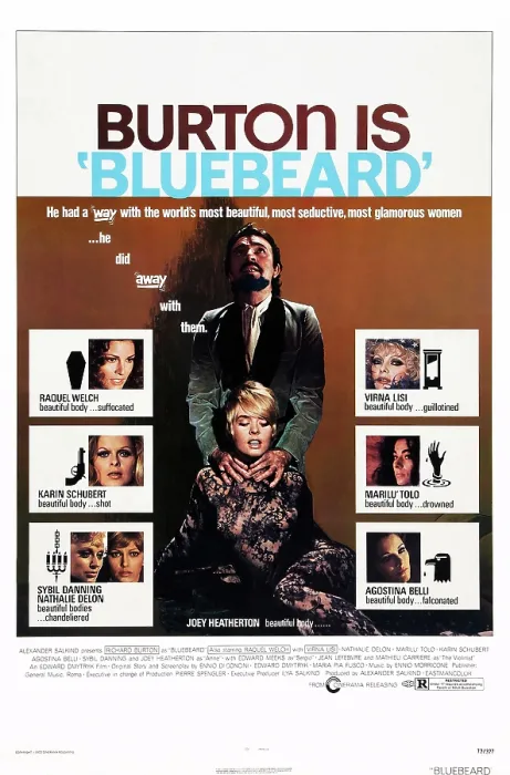 Framed Print : BLUEBEARD, US poster art, Raquel Welch, Karin Schubert, Sybil Danning, Nathalie Delon, Joey Heatherton, Richard Burton, Virna Lisi, Maril Tolo, Agostina Belli, 1972