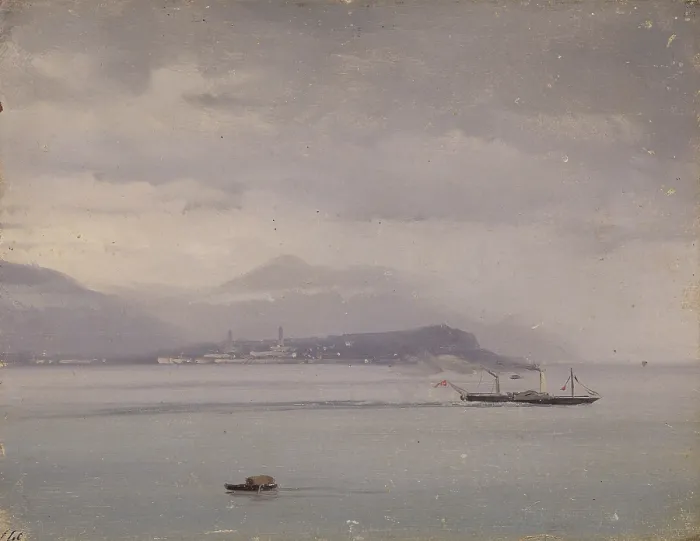 Framed Print : Boat on Lake Maggiore (Battello sul Lago Maggiore), by Costantino Prinetti, 1847-1852, 19th Century, oil on canvas, 15 x 19, 5 cm - Italy, Lombardy, Milan, Brera Academy Framed Print : Boat on Lake Maggiore (Battello sul Lago Maggiore), by Costantino Prinetti, 1847-1852, 19th Century, oil on canvas, 15 x 19, 5 cm - Italy, Lombardy, Milan, Brera Academy